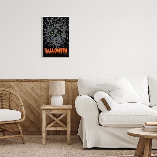 Stupell Industries Spooky Halloween Spider Web Skull Wall Plaque Art